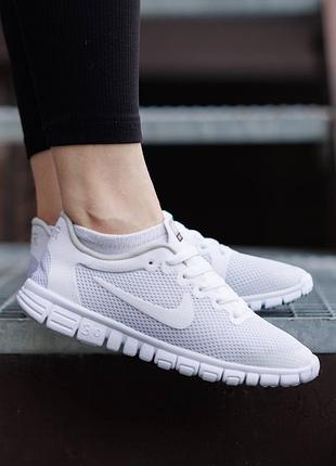 Жіночі кросівки nike free run 3.0 v2 white найк фрі ран білі літні сітка текстиль 36 37 38 39 40 41