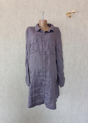 Платье рубашка мини р.l/xl лен 100%