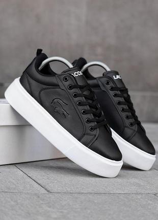 Lacoste carnaby platform lite leather sneakers black and white