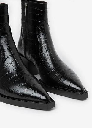 Черные кожаные ботильоны казаки the kooples paris натуральная кожа