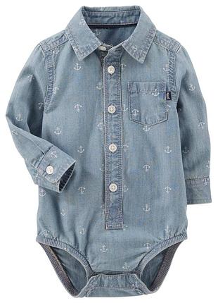 Джинсовий боді, бодік сорочка baby b’gosh 12-18 м