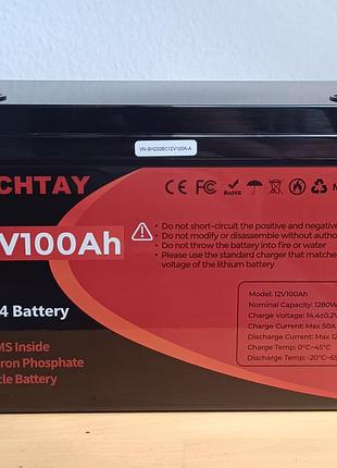 Акумулятор werchtay lifepo4 12.8v 100ah (1280wh) зі smart bms 2