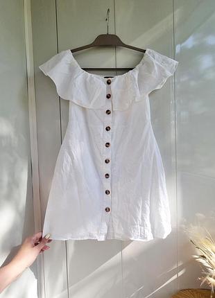 Zara хлопковое платье с-м белоснежное зара