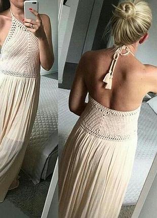 Довга сукня масі вʼязана максі літня пляжна zara m бежева персик
