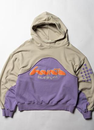 Huni hoodie purple/cream/orange oversize [kmh017231]