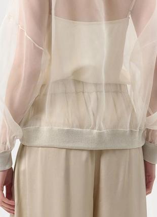 Zara кофта с органзой для девочки 140 см беж 10 лет лонгслив