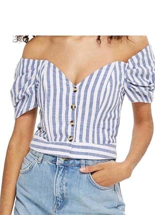 Стильный коттоновый топ в полоску topshop 100% хлопок, m