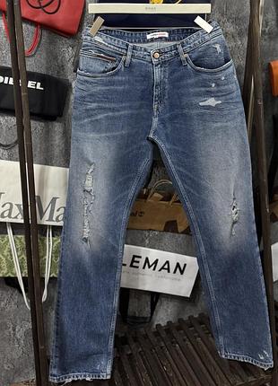 Джинси чоловічі штани tommy jeans denim slim scanton синій xxl xl