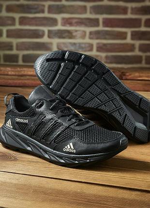 Кросівки чоловічі літні adidas climacool black шкіра-сітка