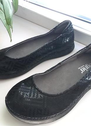 Alegria vs dansko - кожаные балетки alegria black silver metallic comfort, р 38 - 24 см