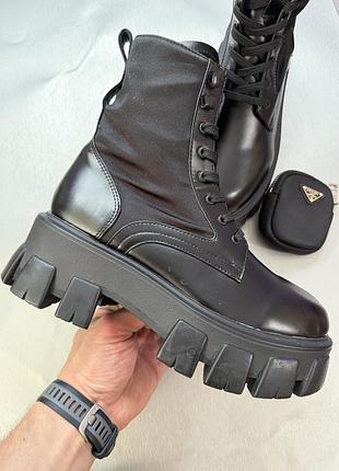 Ботинки prada monolith combat leather nylon