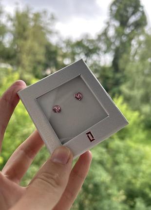 Swarovski сережки ,рожеве сердечко