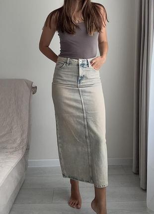 Джинсовая юбка миди h&m