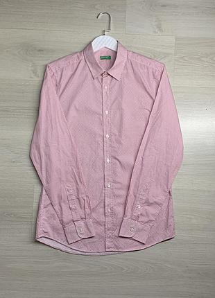 Чоловіча сорочка united colors of benetton бавовняна оригінал стильна базова класична casual smart casual розмір m / ua 46–48 ідеальний стан