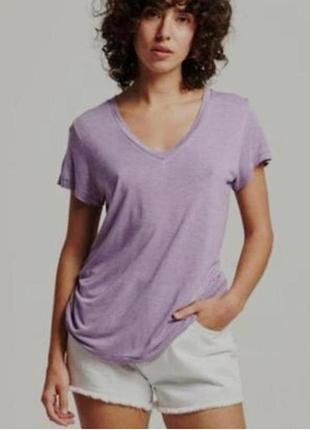 Нова лавандова футболка superdry studios slub vee neck tee (m / eu 40)