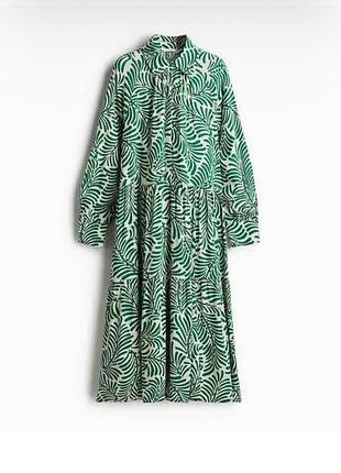 Вискозное длинное ярусное платье -рубашка h&amp;m
