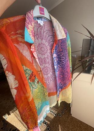 Брендова яскрава шовкова блуза сорочка alba moda розмір s