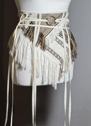 Фартух / баска косинка  з етнічними орнаментами  на стрічці   simmishop.handmade   one size