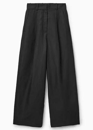 Cos high-waisted wide-leg trousers женские широкие брюки, брюки с примесью льна