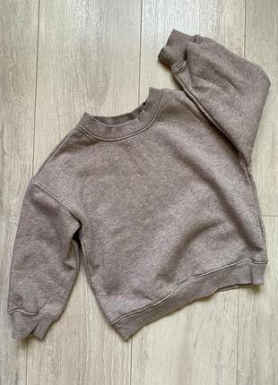 Теплий світшот h&m , 2-4 роки, бежевий, з начосом