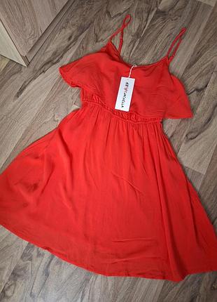 Короткое красное летнее мини платье h&amp;m размер 38 вискоза 100%