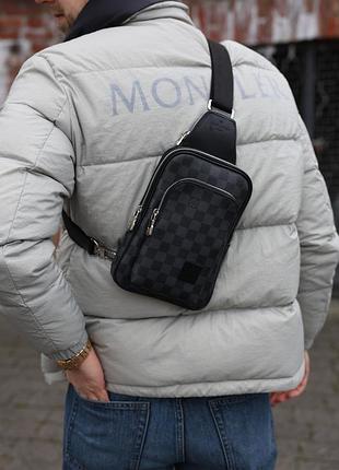 Сумка слинг louis avenue slingbag damier vuitton graphite canvas grey