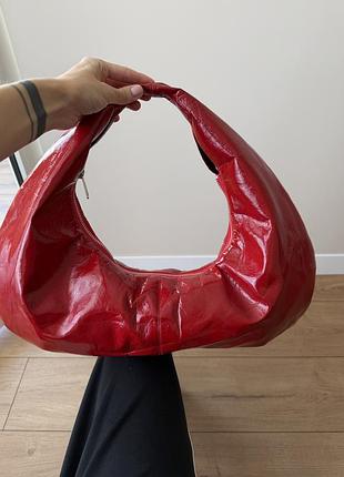 Сумка хобо червона лакована svidomo candy bag