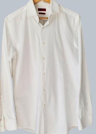Чоловіча біла сорочка hugo boss (slim fit) — оригінал, р. 42 (l)