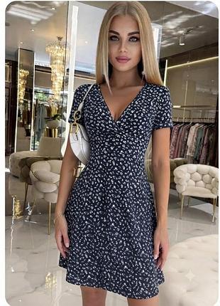 Літня сукня 🌸 еластична сукня на запах 🌿 сукня в квітковий принт 👗 літня сукня міні ☀️ сукня з коротким рукавом