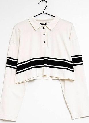 Котоновий топ з довгим рукавом поло zara