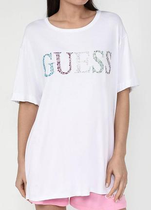 Футболка жіноча подовжена оверсайз guess розмір с (свободно буде і на м л хл)
