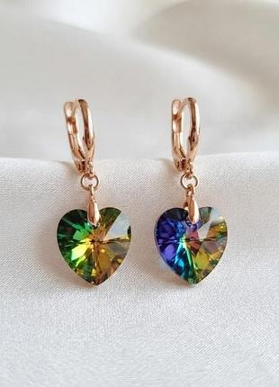 Серьги "кришталлическое сердце" с кристаллом swarovski xuping