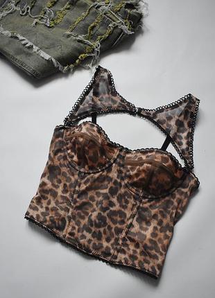 Ефектний корсет-сітка shein xs леопардовий принт