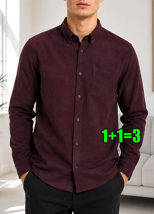 😉1+1=3 фірмова тепла чоловіча сорочка оксфорд бордо marks&spencer, розмір 50 - 52