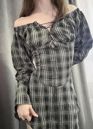 Сукня-блуза в клітинку