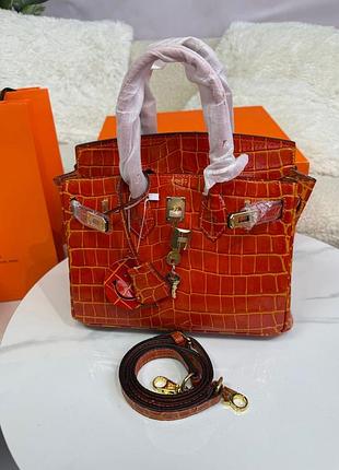 💎new💎брендовая женская сумка♥️♥️♥️с логотипом, цвет оранжевый birkin 25 см