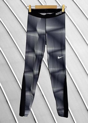 Жіночі спортивні лосини nike pro m l оригінал найк про стан ідеал легінси з геометричним принтом тайтси фітнес леггинсы 46 48