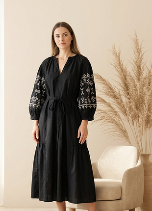 Платье с вышивкой 100% хлопок h&amp;m