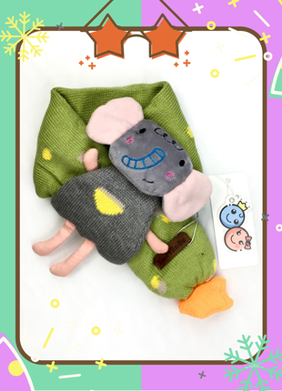 Дитячий теплий шарфик зелений слоник