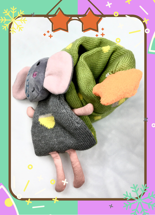 Дитячий теплий шарфик зелений слоник