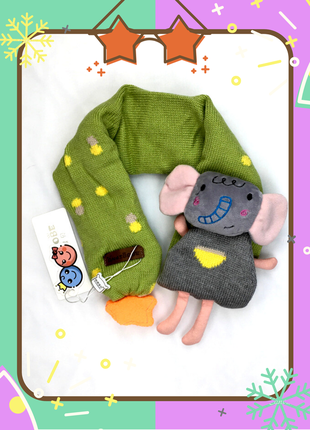 Дитячий теплий шарфик зелений слоник