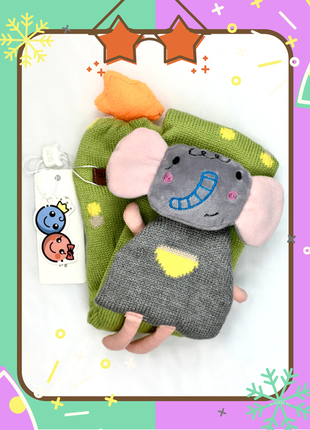 Дитячий теплий шарфик зелений слоник