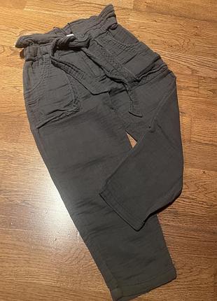 Натуральные муслиновые брючки zara на девочку 6 лет