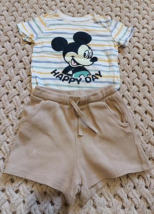 Футболка disney mickey mouse sinsay + шорты h&amp;m 86 | комплект или отдельно