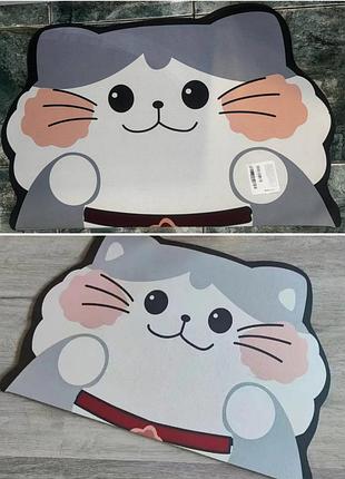 Коврик нескользящий влагопоглощающий в форме котика kawaii бытовой 68х43 см для ванной детской комнаты