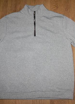 Мужская утепленная кофта свитшот серый l-xl