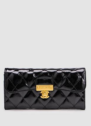 Гаманець шанел black patent leather wallet black
