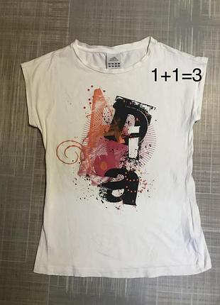 Adidas 💙жіночий одяг/біла футболка з написом💛м44