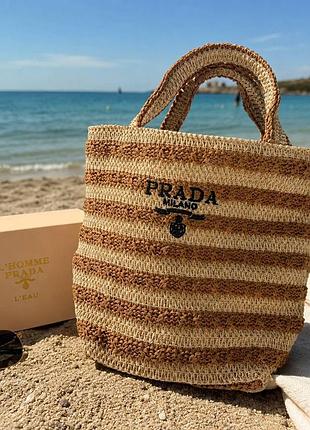 Новая плетеная сумка в стиле prada из натуральной рафии