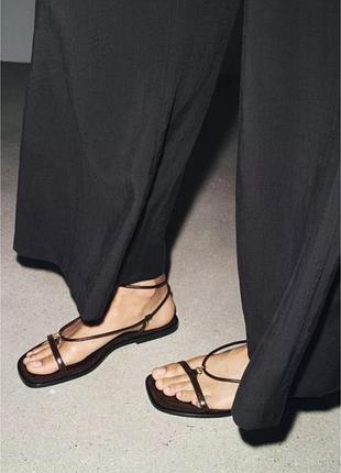 Leather thin strappy sandals zara